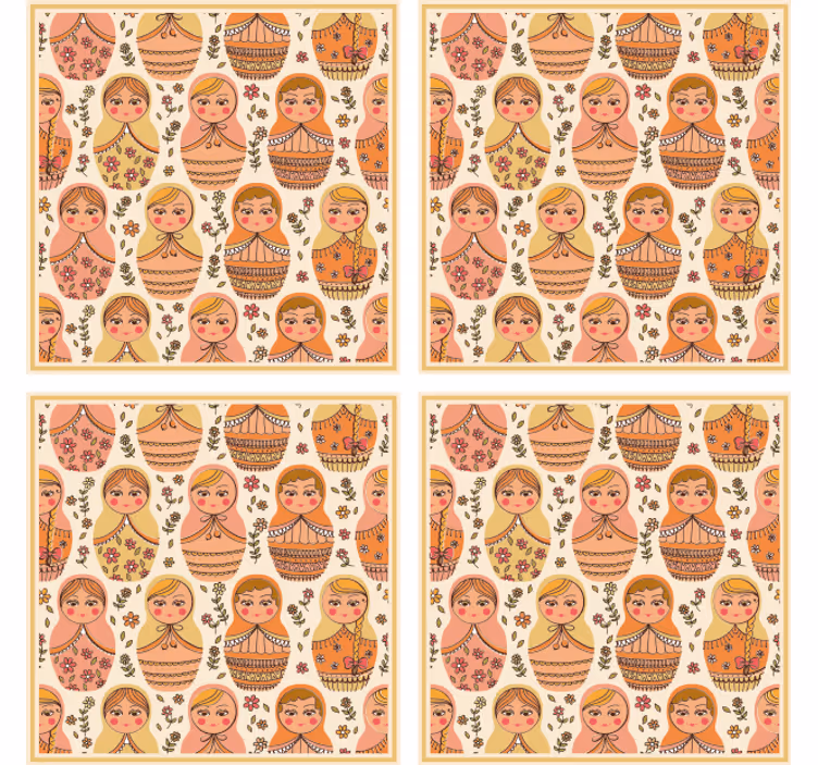 Bases para copos com padrão de bonecas matryoshka coloridas - TenStickers