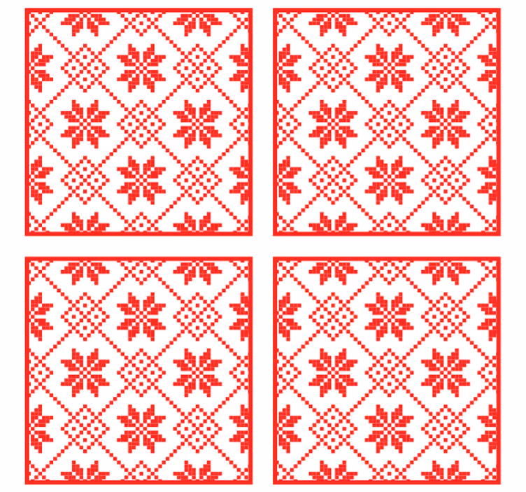 Bases para copos de natal padrão floral vermelho - TenStickers