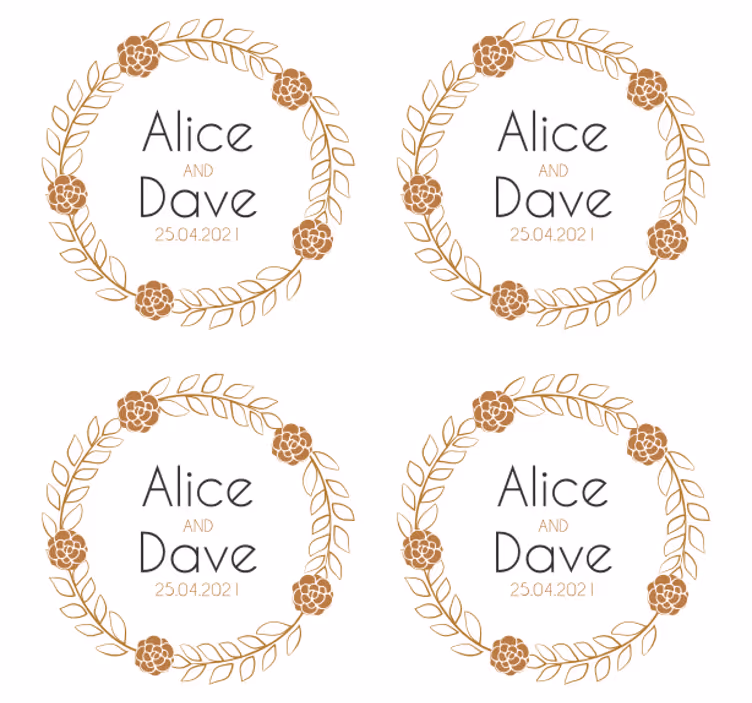 Bases para copos casamentos com design de guirlanda floral - TenStickers