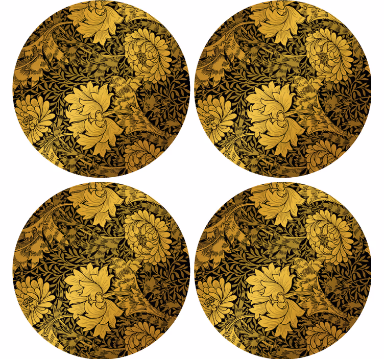 Bases para copos modernas Folhas douradas - TenStickers