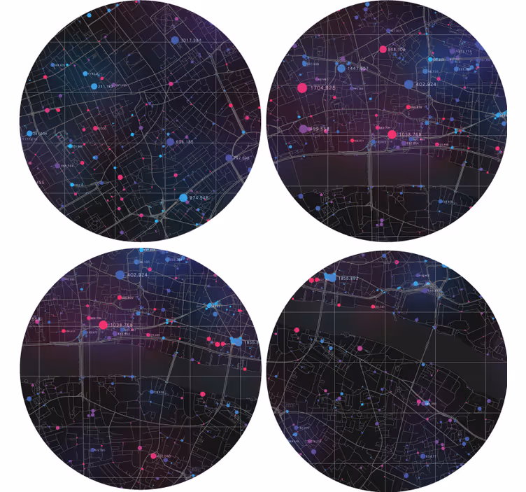 Bases para copos padrão de mapa abstrato - TenStickers