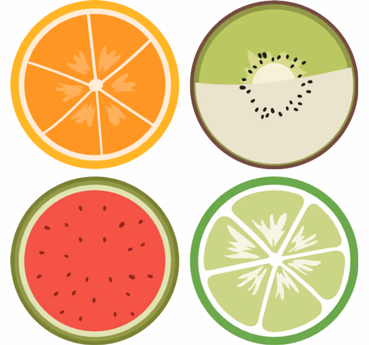 Bases para copos modernas fatias de frutas cítricas - TenStickers