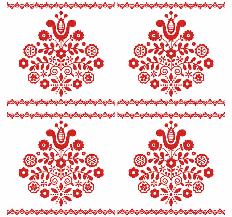 Bases para copos motivo floral folk - TenStickers
