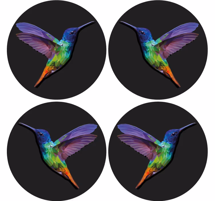 Bases para copos com motivo de beija-flor colorido - TenStickers