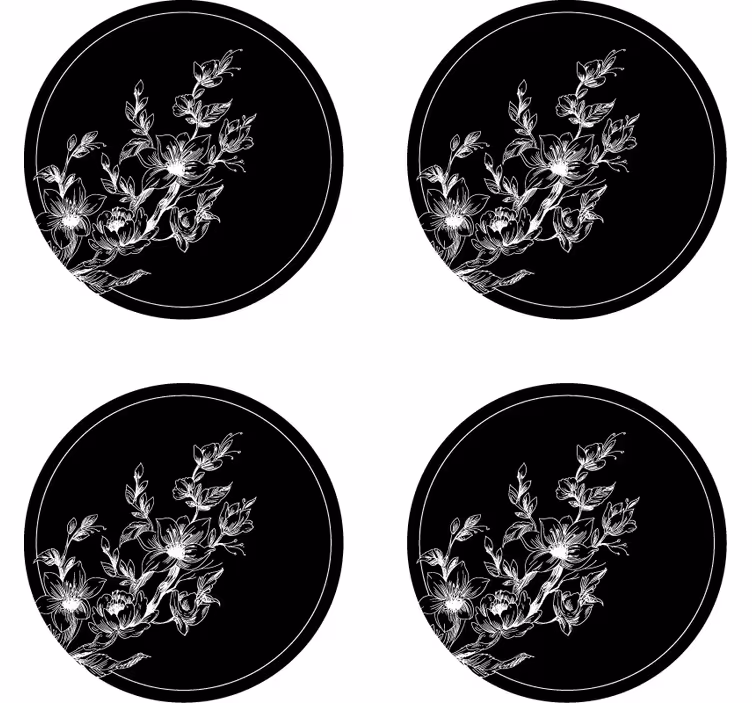 Bases para copos arte floral contemporânea - TenStickers