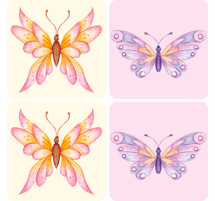 Bases para copos com motivos de borboletas vibrantes - TenStickers