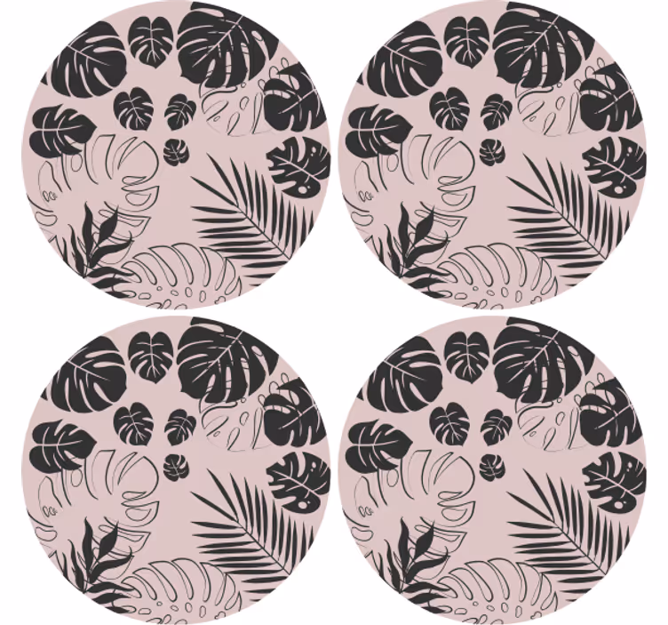 Bases para copos com padrões de folha de monstera - TenStickers