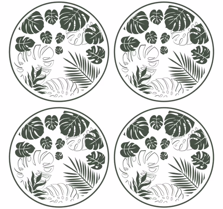 Monstera com borda verde mais bases para copos - TenStickers