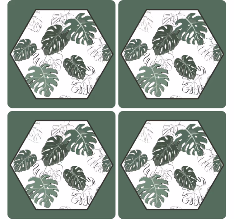 Bases para copos com padrão de folhas hexagonais - TenStickers