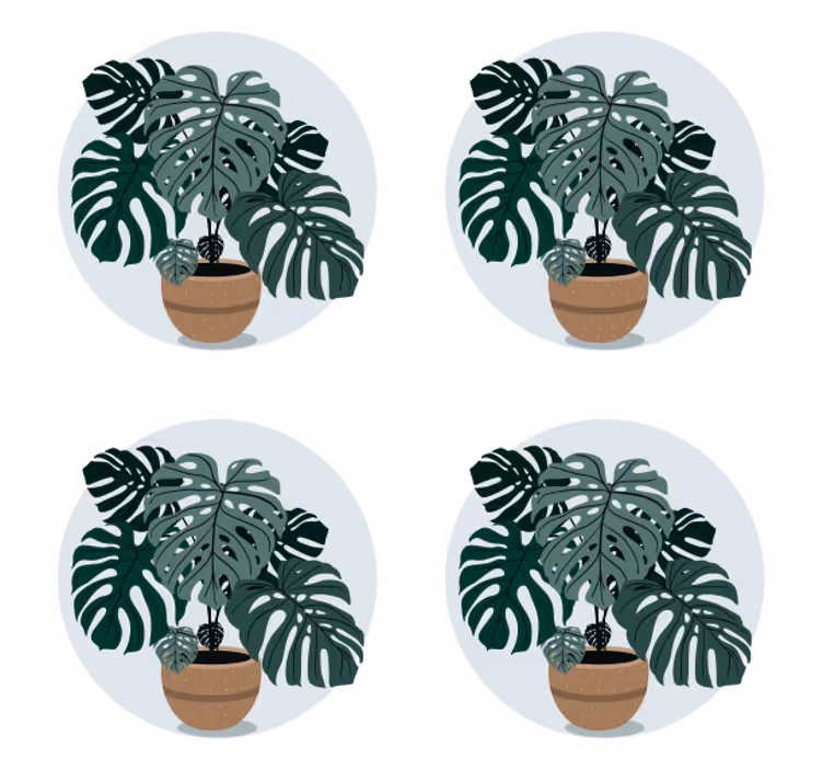Bases para copos modernas ilustração de monstera - TenStickers