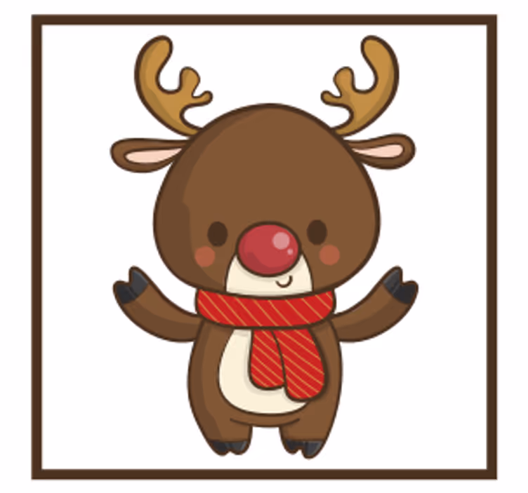 Bases para copos de natal rena alegre com cachecol - TenStickers