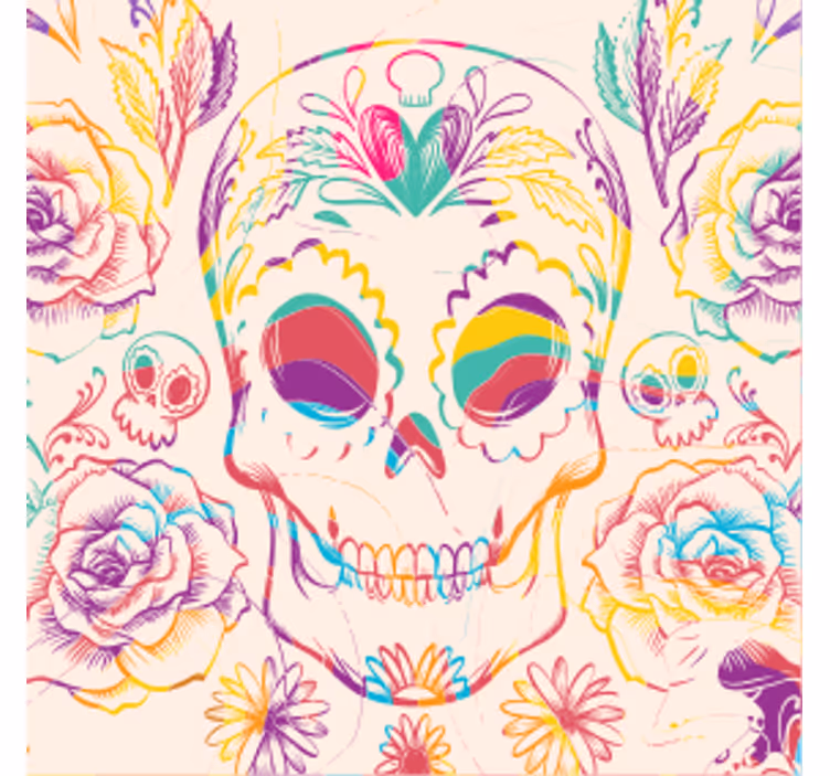 Base paracopos halloween caveira floral colorida - TenStickers