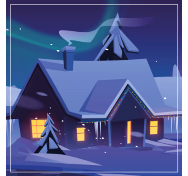 Bases para copos de natal cabana nevada com luzes - TenStickers