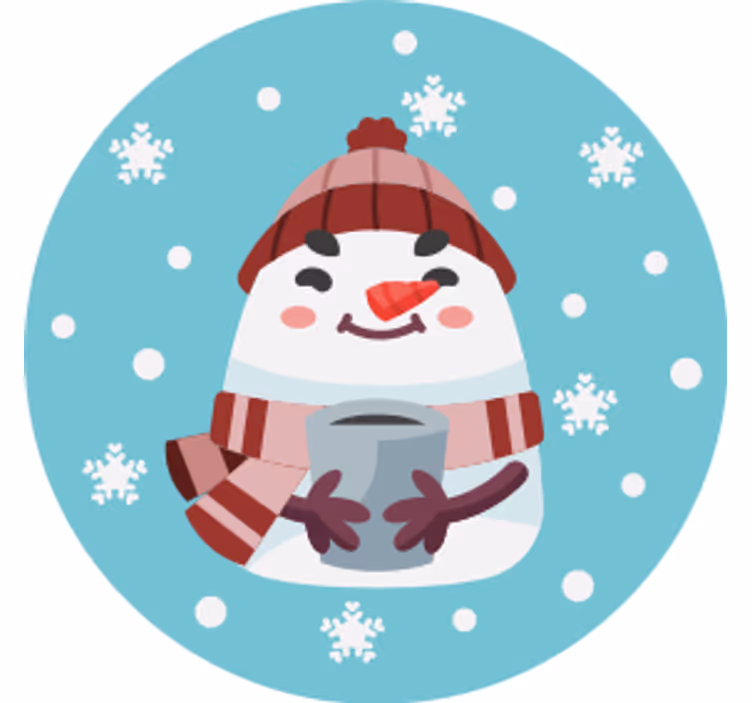 Bases para copos de natal boneco de neve com caneca - TenStickers