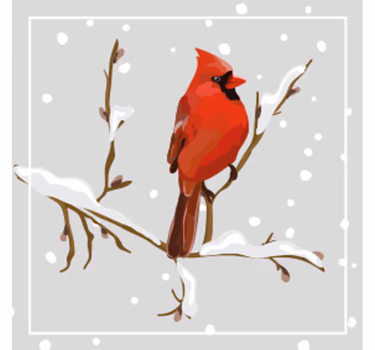 Bases para copos de natal cardeal em galho neve - TenStickers