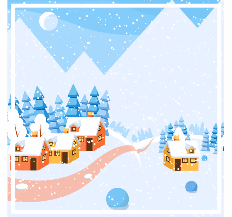 Bases para copos de natal cena de vila nevada - TenStickers