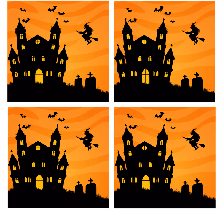 Base paracopos halloween silhueta de casa assombrada - TenStickers