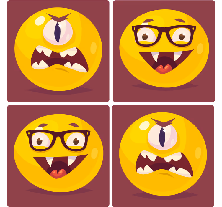 Bases para copos com rostos sorridentes divertidos - TenStickers
