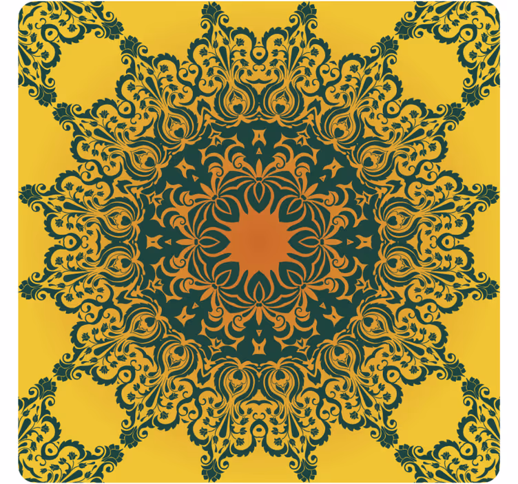 Bases para copos com padrão amarelo ornamental - TenStickers
