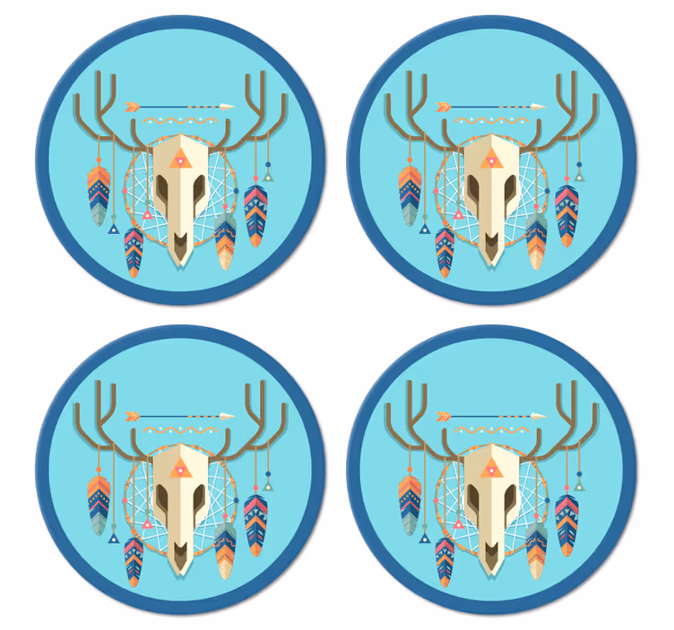 Bases para copos modernas Estilo boho caveira - TenStickers