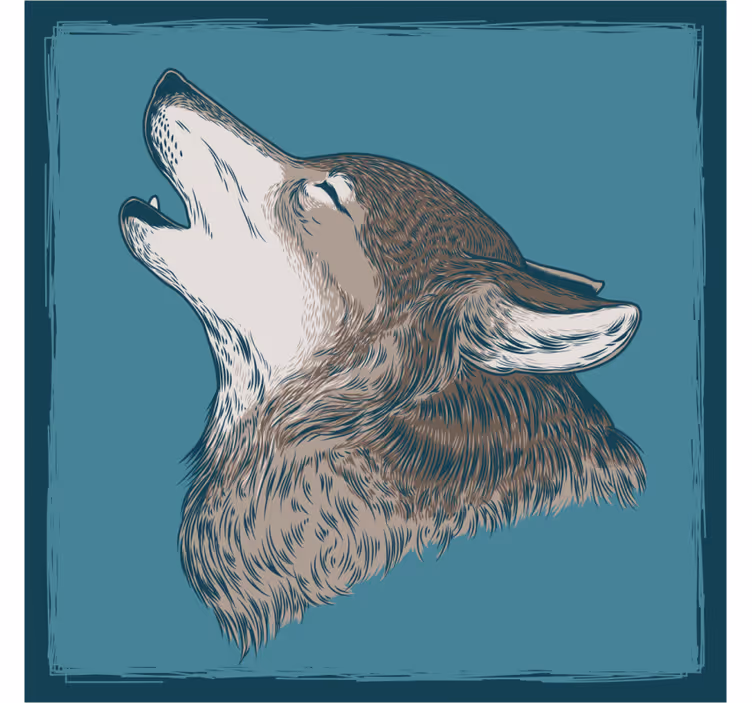 Bases para copos ilustração de lobo uivante - TenStickers