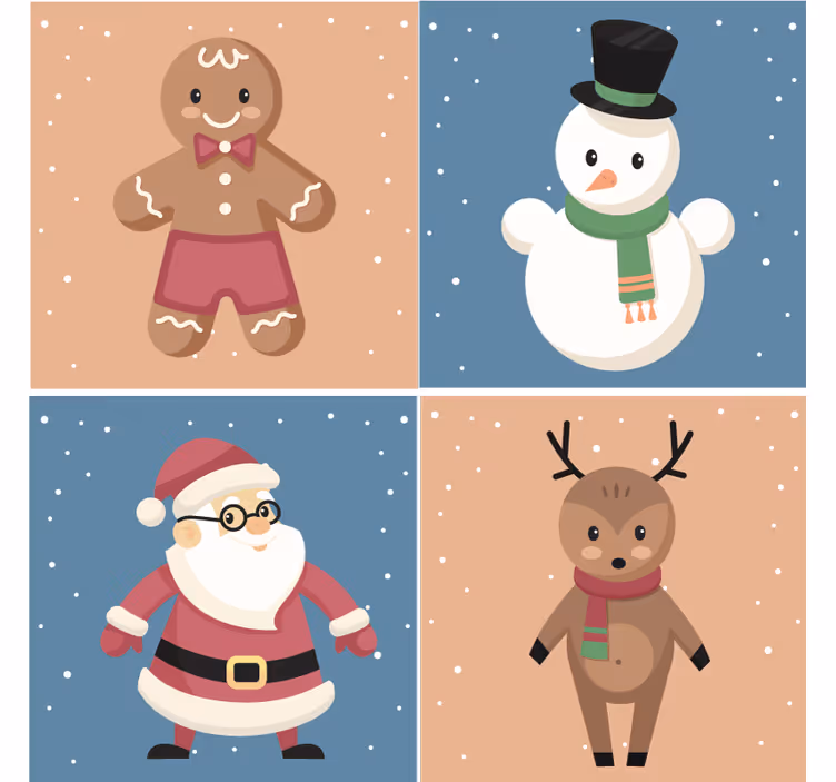 Bases para copos de natal figuras festivas de gengibre - TenStickers