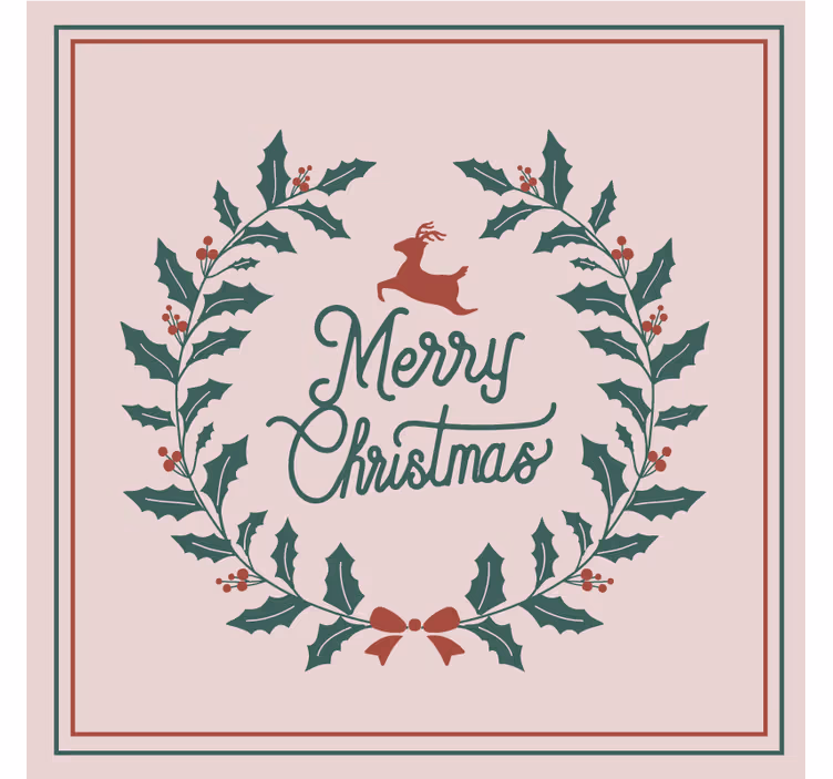 Bases para copos de natal guirlanda de azevinho com rena - TenStickers