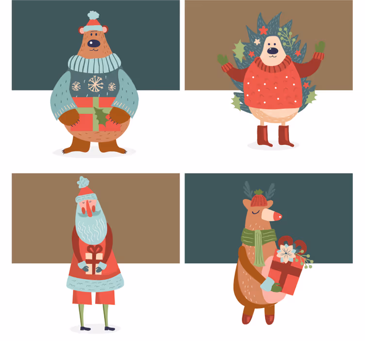 Bases para copos de natal coleção de personagens festivos - TenStickers