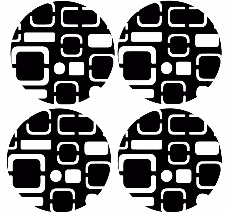 Bases para copos com motivos geométricos pretos - TenStickers