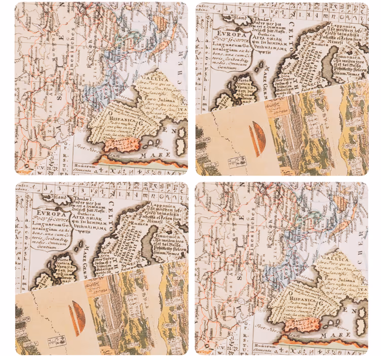 Bases para copos vintage mapas antigos - TenStickers