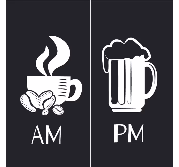 Bases para copos frase café da manhã cerveja à noite - TenStickers