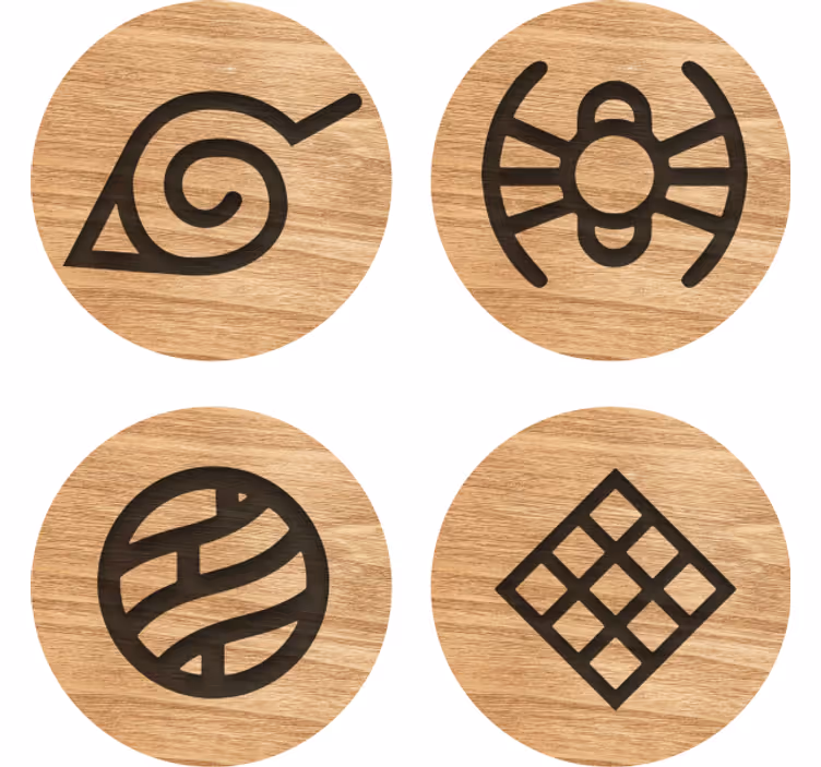 Bases para copos alternativas Padrão de madeira naruto - TenStickers
