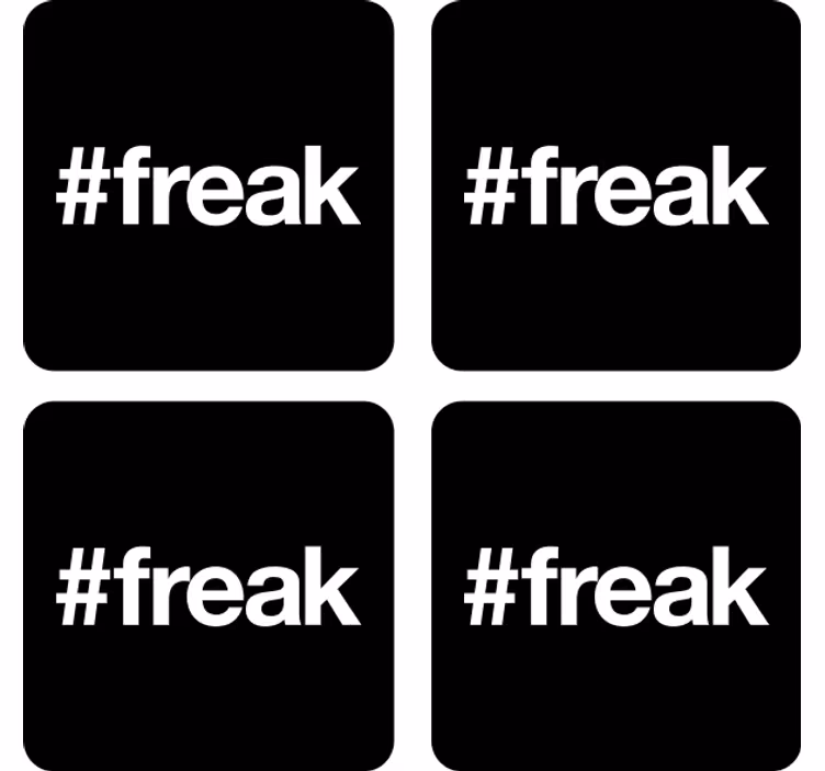 Bases para copos fundo preto com hashtag - TenStickers