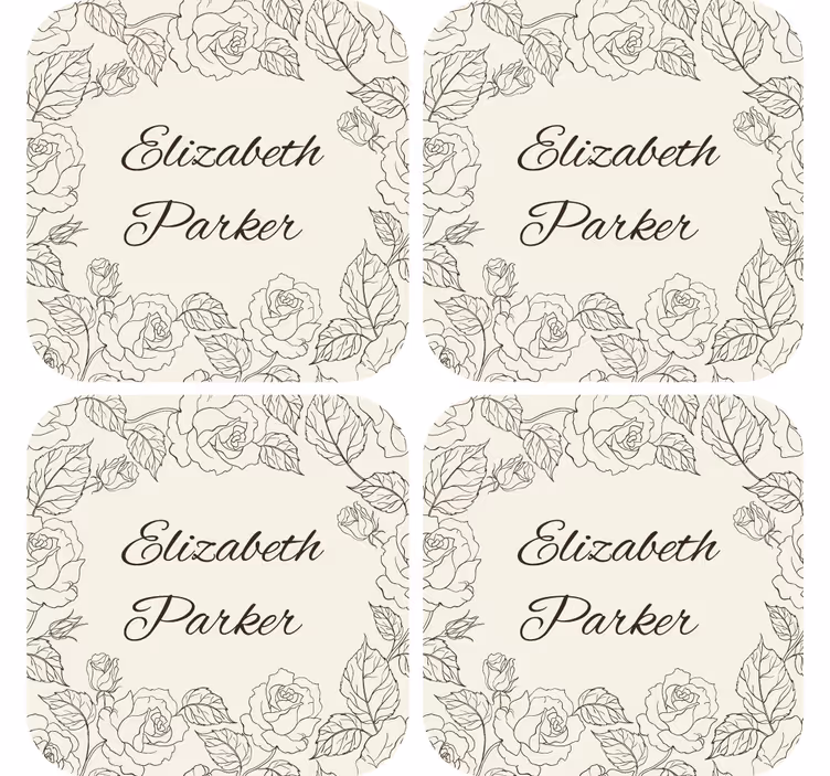 Bases para copos personalizáveis Rosas vintage - TenStickers