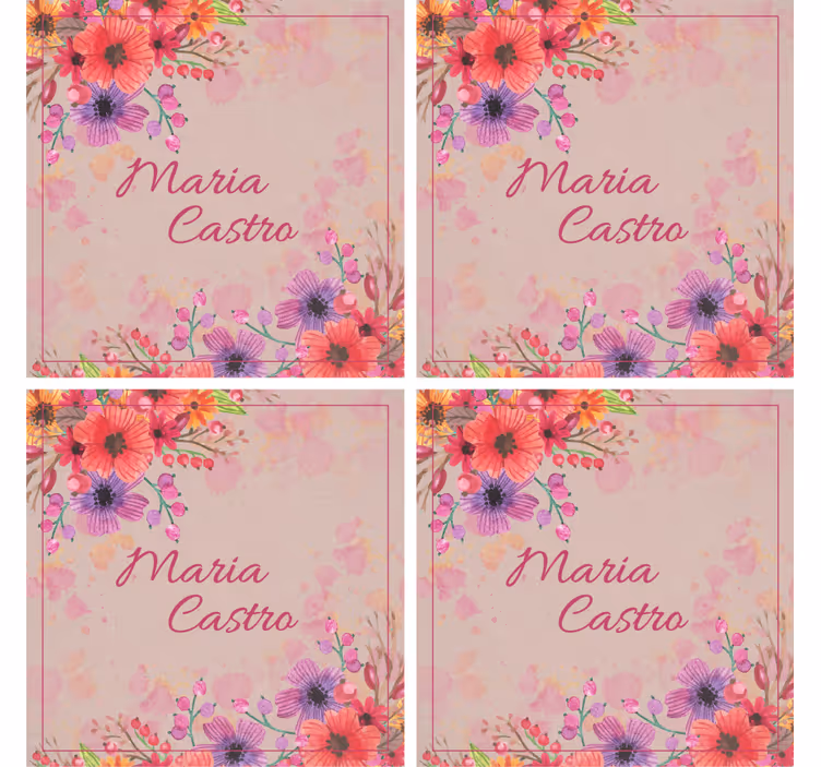 Bases para copos personalizáveis em estilo floral - TenStickers