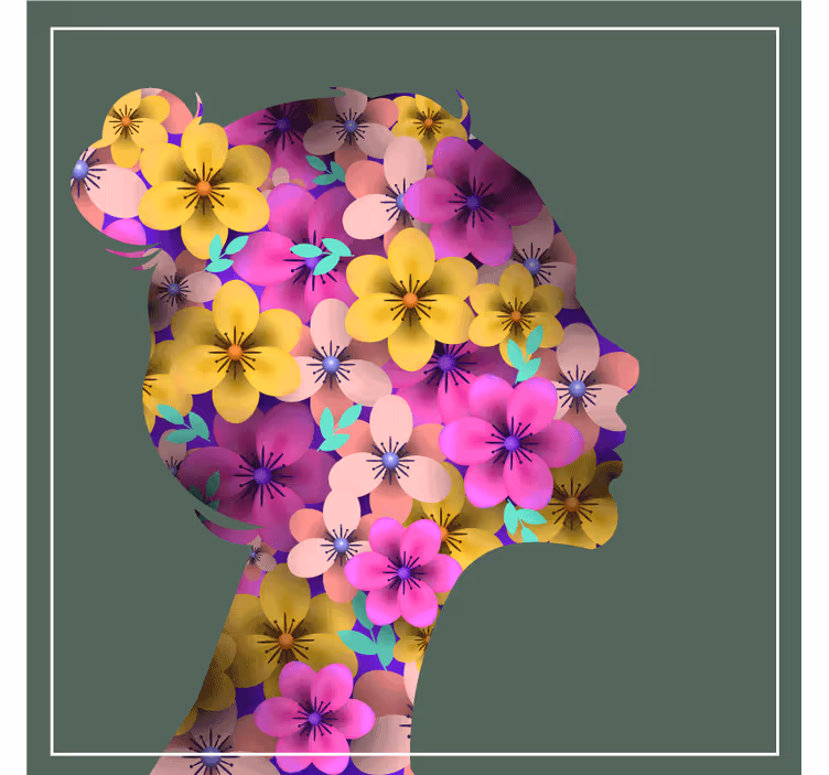 Bases para copos modernas silhueta floral - TenStickers