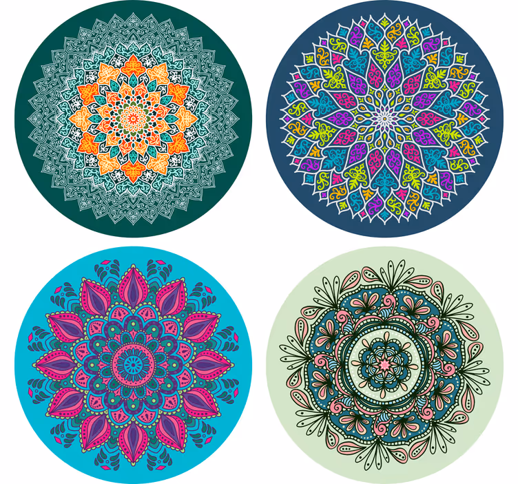 Bases para copos de azulejos Mandalas coloridas - TenStickers