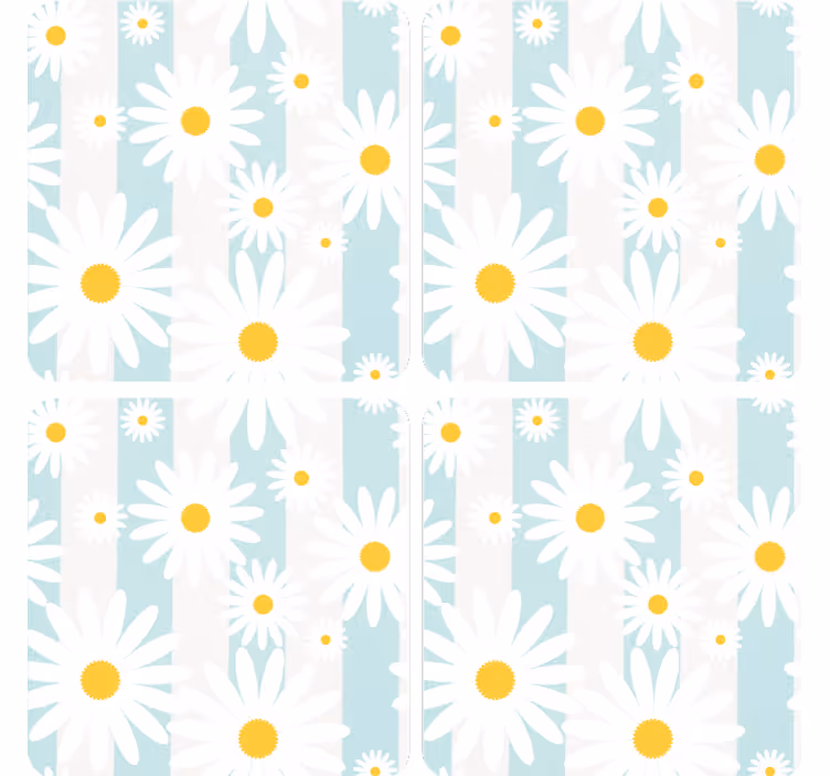 Bases para copos com estampa floral de margaridas - TenStickers