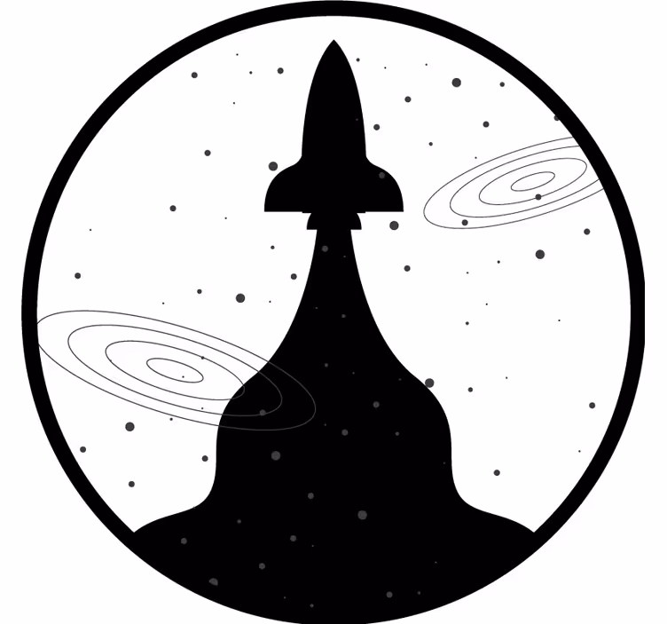 Bases para copos silhueta de foguete com estrelas - TenStickers