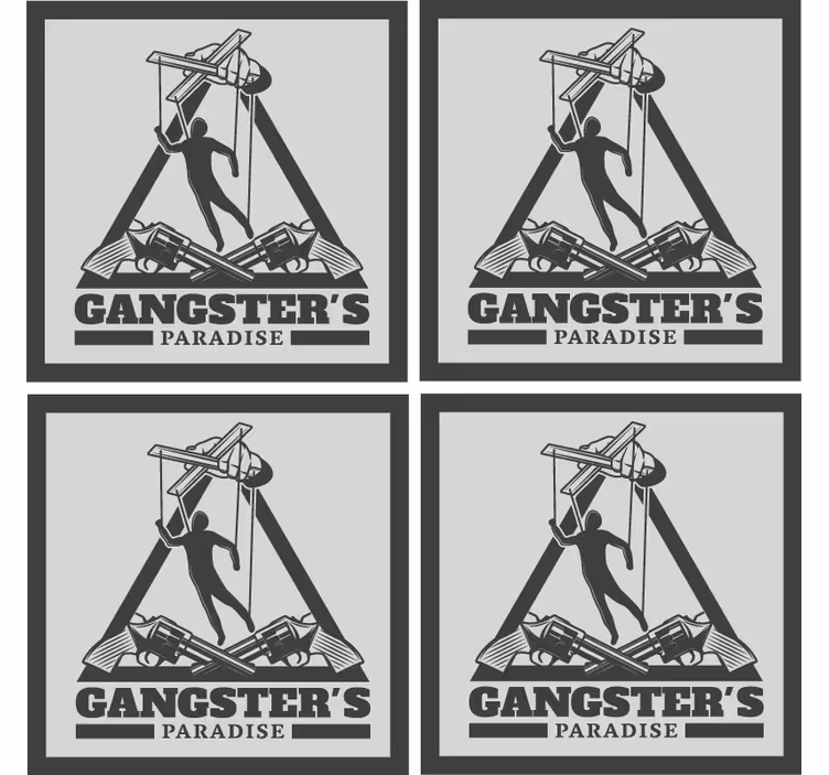 Bases para copos cerveja ilustração temática de gangster - TenStickers