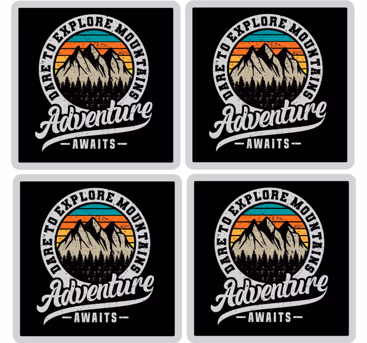 Bases para copos frase explore aventura nas montanhas - TenStickers