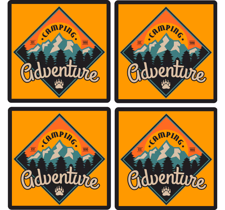 Bases para copos frase aventura de camping - TenStickers