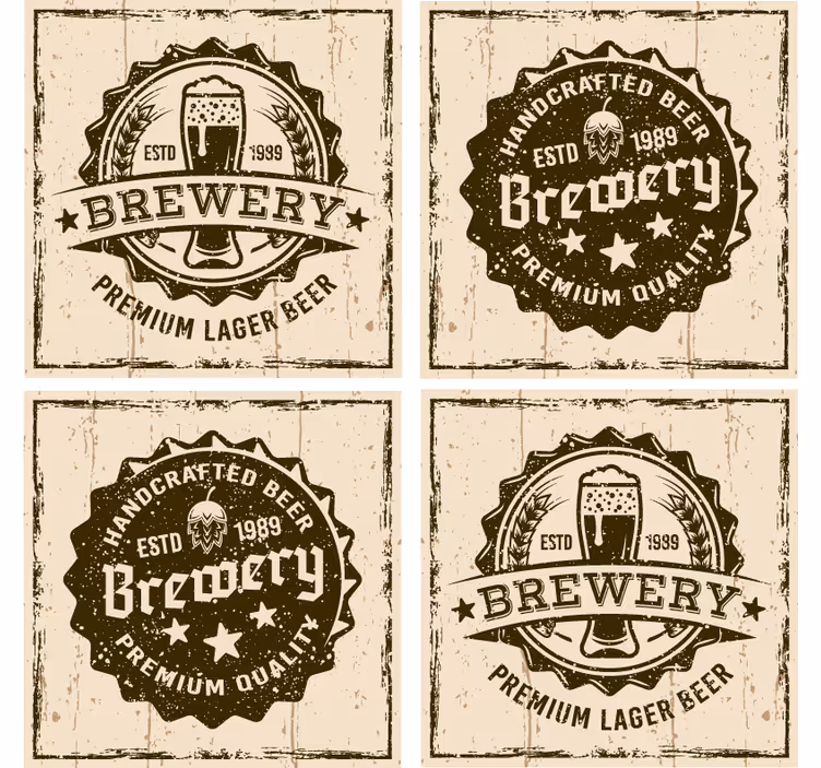 Bases para copos cerveja estilo de emblema vintage - TenStickers