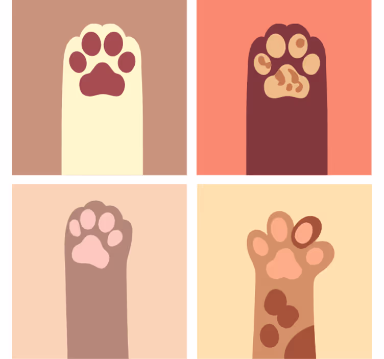Bases para copos modernas Desenho de patas de gato - TenStickers
