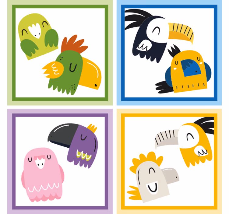 Bases para copos cerveja rostos coloridos de pássaros - TenStickers