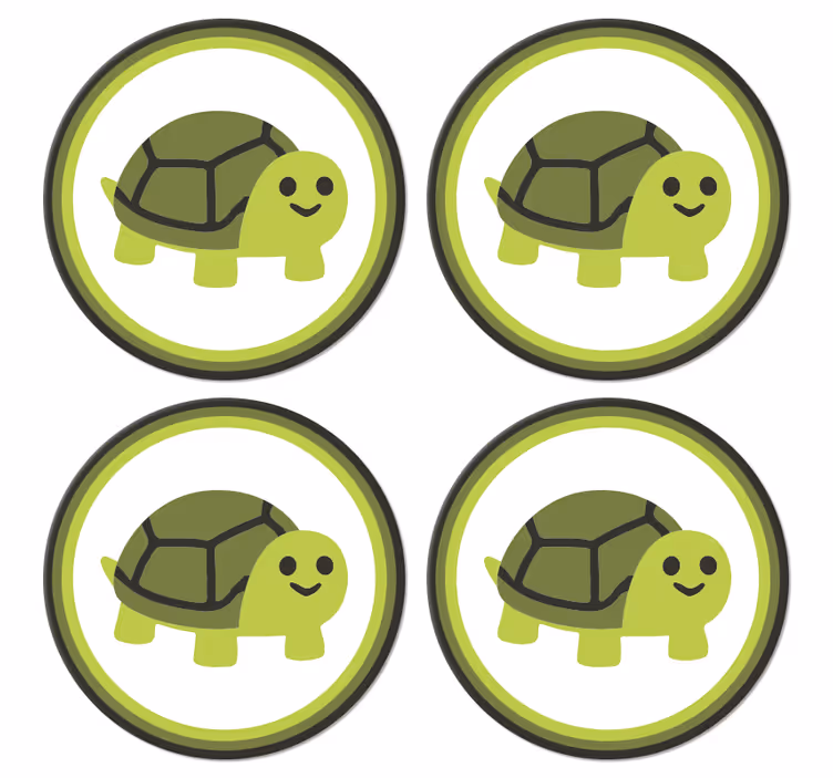 Bases para copos com gráfico de tartaruga sorridente - TenStickers