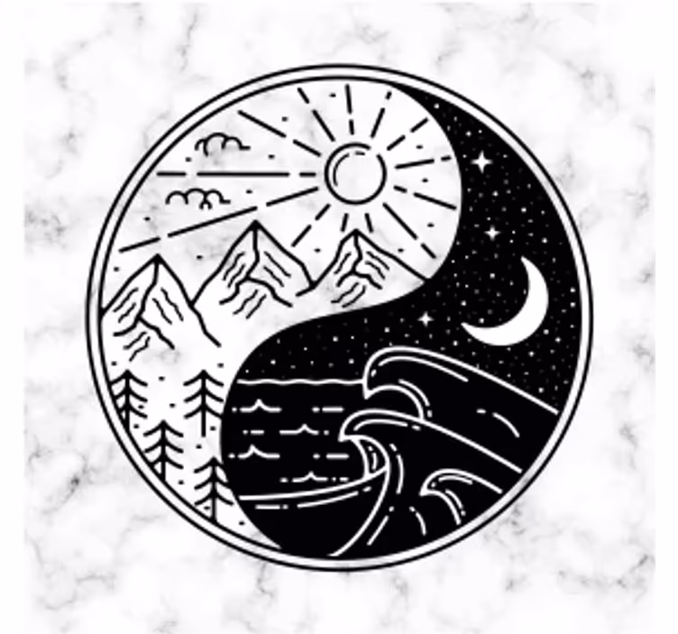 Bases para copos contraste de montanha e onda - TenStickers