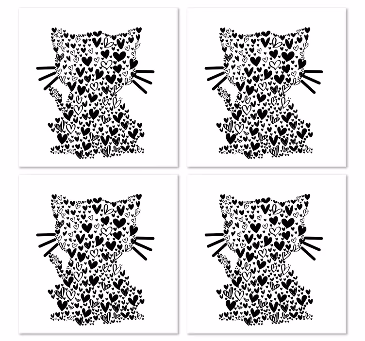 Bases para copos modernas Corações de gato - TenStickers