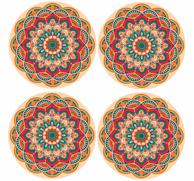Bases para copos modernas com formato redondo de mandala - TenStickers