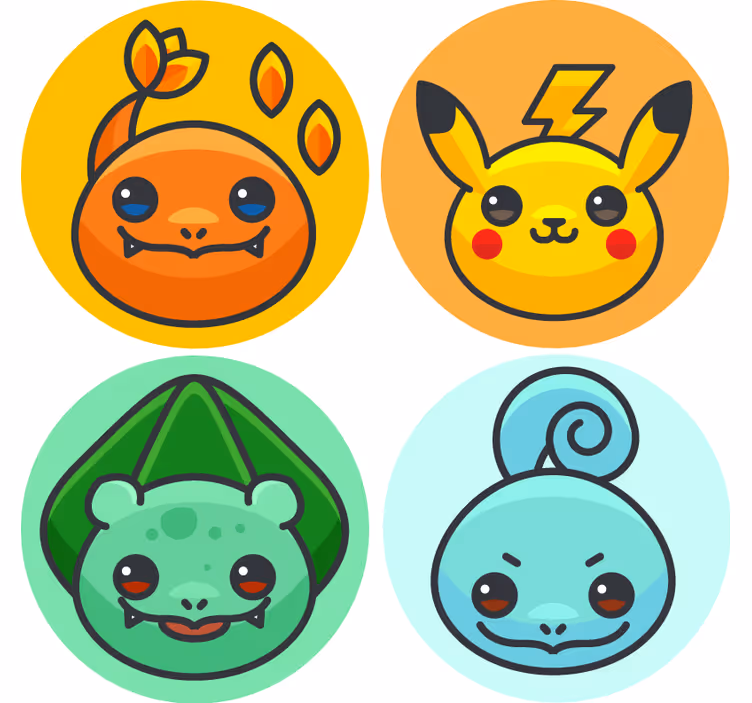 Personagens pokémon mais bases para copos - TenStickers